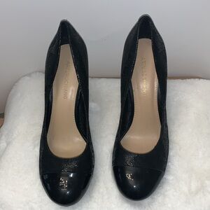 🦋 Arturo Chiang Black Faux Snakeskin Leather Heels 8.5